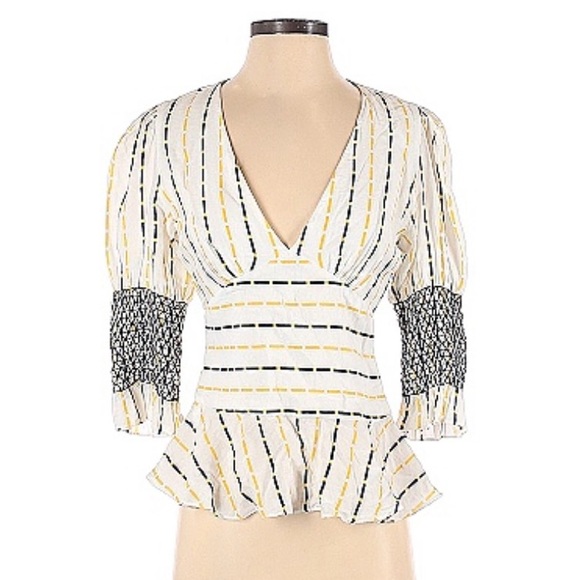 Azulu Women’s Top White Yellow Black Sz Small - Picture 1 of 2